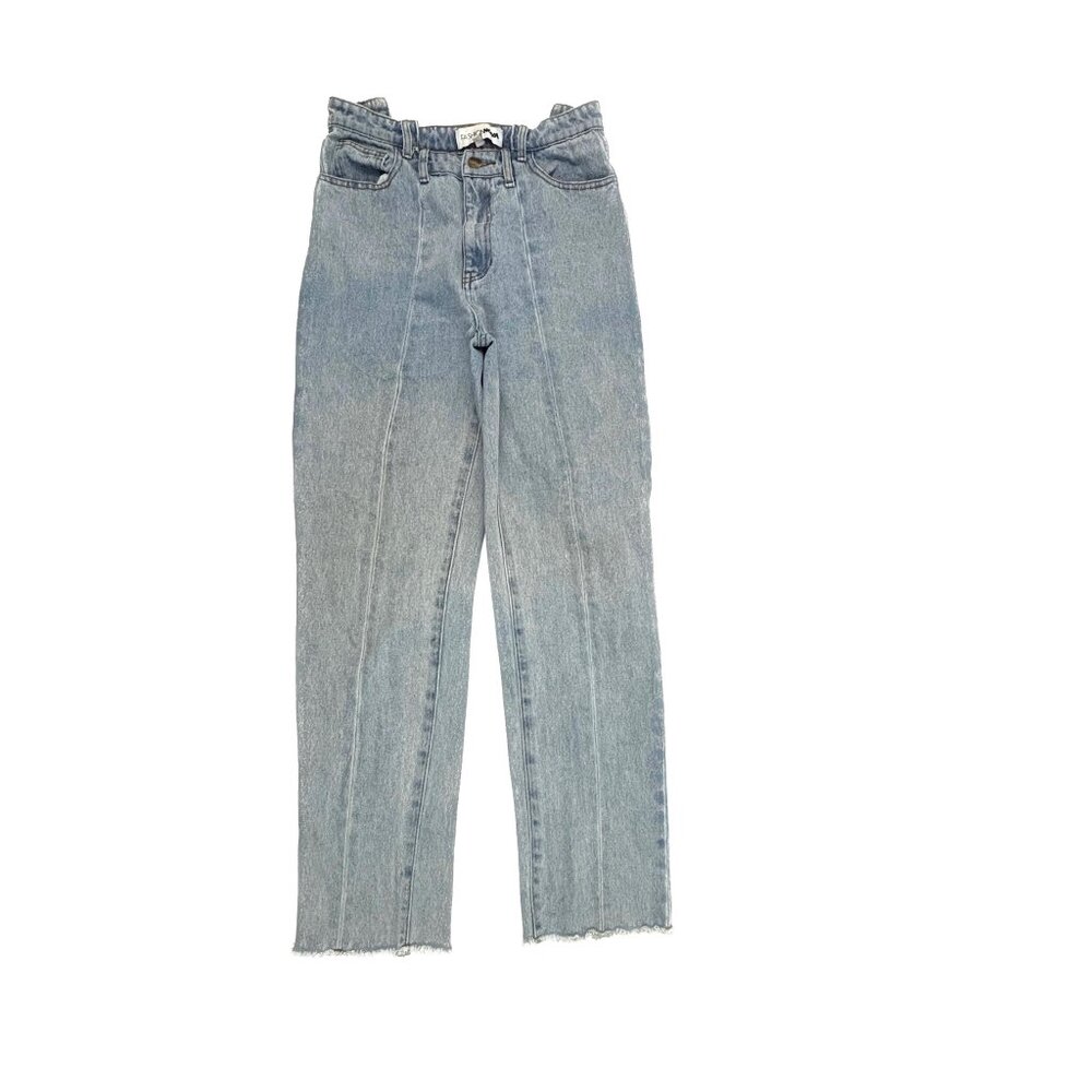 Fashion Nova Straight Leg Jeans Women 5 Blue Front Back Seams Raw Hem FN24429F26